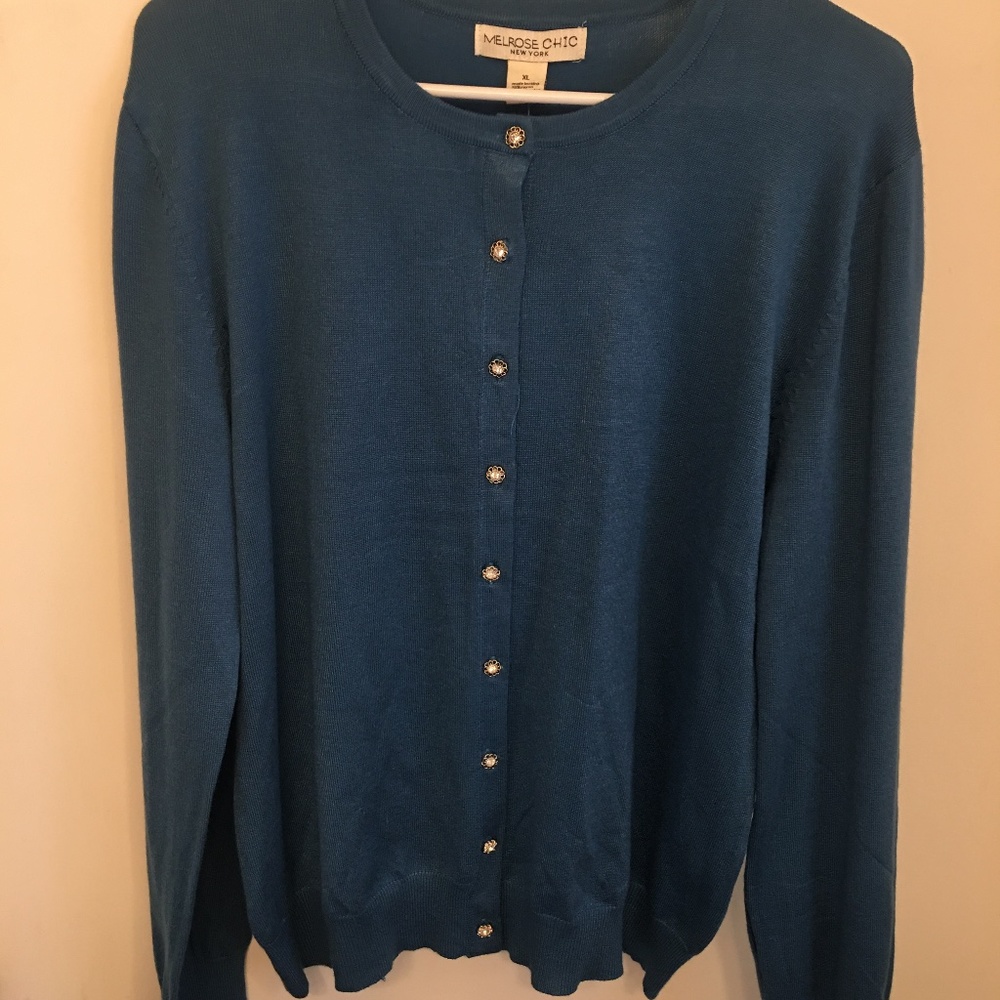 NWT Melrose Chic ladies XL blue sweater